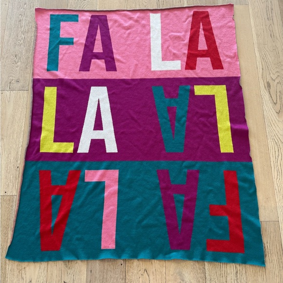 Anthropologie “Fa La La” Multi-color Holiday Throw 🎄 - Picture 2 of 4